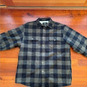 Warm Olive Green and Black Plaid Button-Up Sherpa lined buffalo plaid jacket